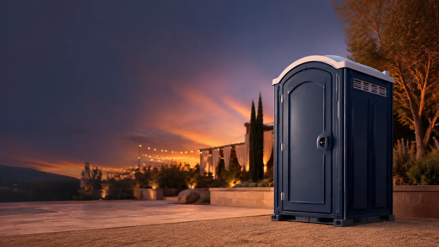 Portable restroom shown for rental planning in Moline, IL